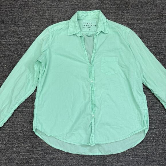 Frank & Eileen Shirt Women XS Eileen Relaxed Mint Green Button Up Oxford Casual - Picture 1 of 9